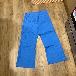 Jason Wu Blue Linen Blend Casual Wide-Leg Pants Size 6